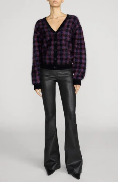 Frame Womens Chestnut Plaid Houndstooth-check Wool-blend Cardigan In Multi