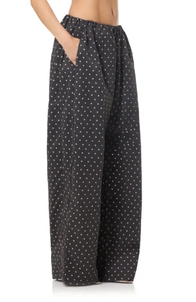 Afrm Micro Dot Wide Leg Pants In Gray