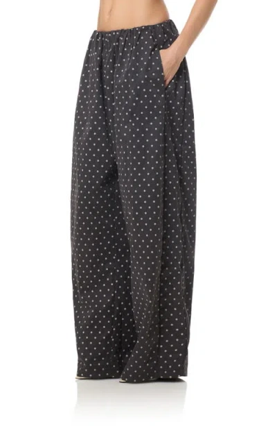 Afrm Micro Dot Wide Leg Pants In Gray