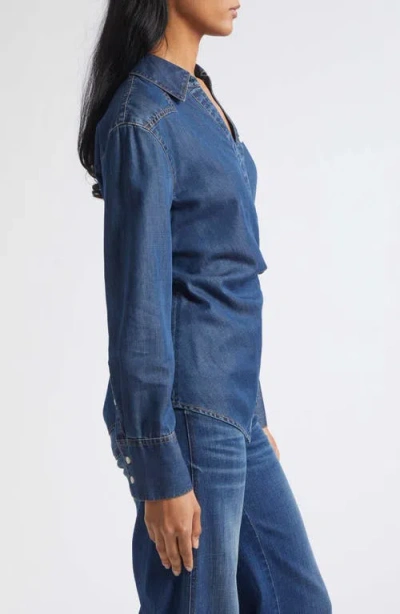 Veronica Beard Perezzi Wrap Shirt In Blue