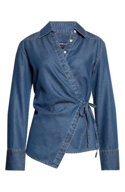 Veronica Beard Perezzi Wrap Shirt In Blue