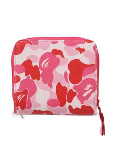 A Bathing Ape Mini Abc Camo Wallet In Pink