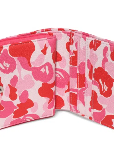 A Bathing Ape Mini Abc Camo Wallet In Pink