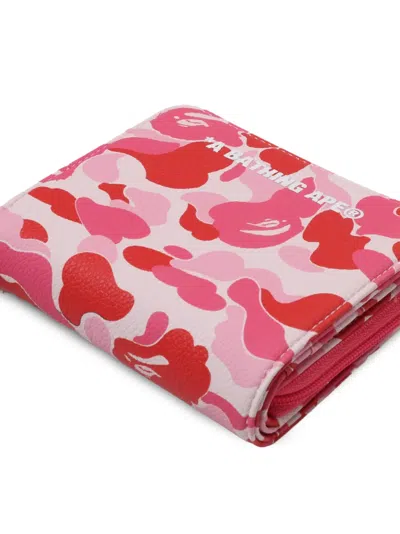 A Bathing Ape Mini Abc Camo Wallet In Pink