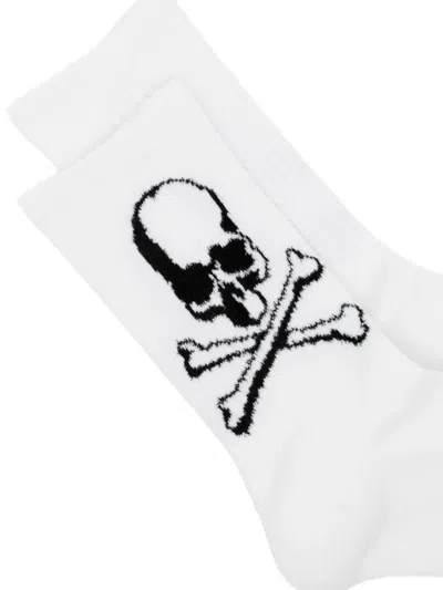 Mastermind Japan Skull-print Socks In White