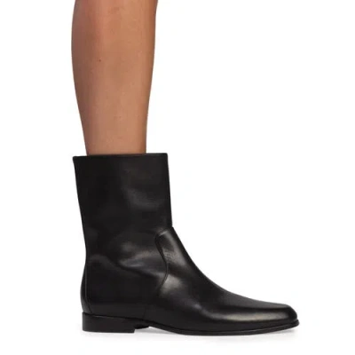 Black Suede Studio Aries Boot In Black Leather