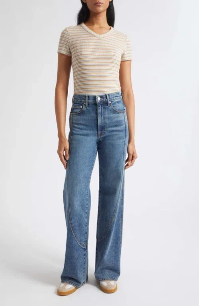 Veronica Beard Devin V-neck T-shirt In Rust Multi