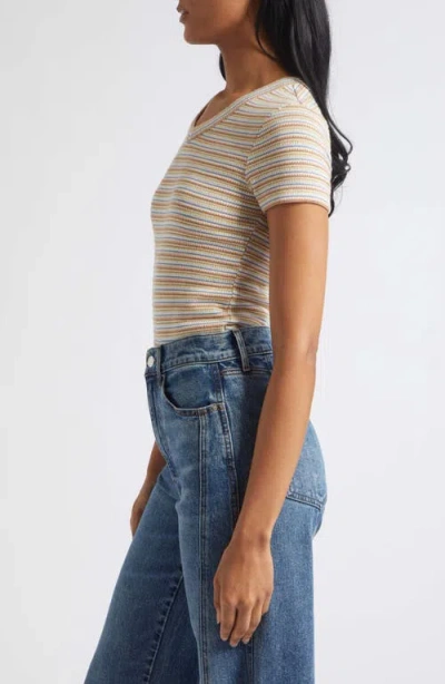 Veronica Beard Devin V-neck T-shirt In Rust Multi