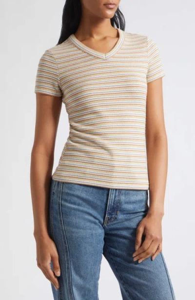 Veronica Beard Devin V-neck T-shirt In Rust Multi