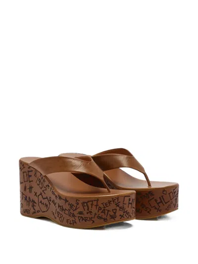 Coach Graffiti-print Wedge Slides In Multi