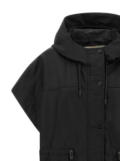 Weekend Max Mara Wkdorigano Quilted Hooded Gilet In Black