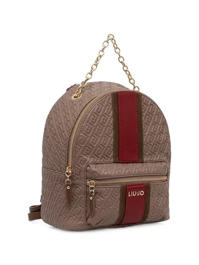 Liu •jo Backpack With Monogram Logo In Gray