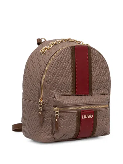 Liu •jo Backpack With Monogram Logo In Gray