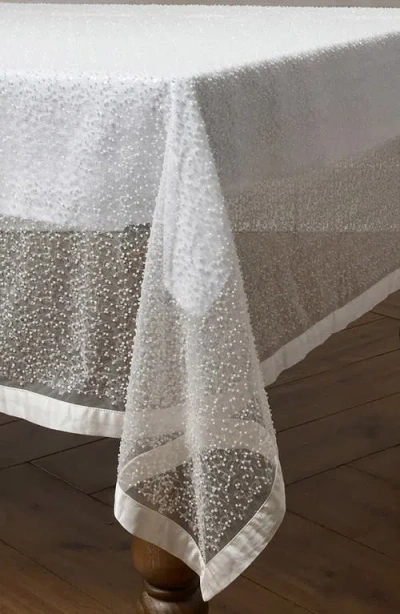 Juliska Beaded Silk Blend Tablecloth In White