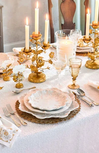 Juliska Beaded Silk Blend Tablecloth In White
