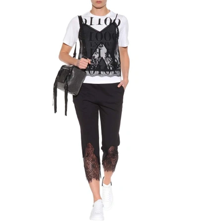 Shop Mcq By Alexander Mcqueen Cotton And Lace T-shirt In Black