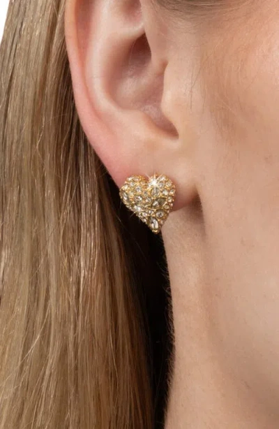 Alexis Bittar Solanles Pave Heart Stud Earrings In Crystals