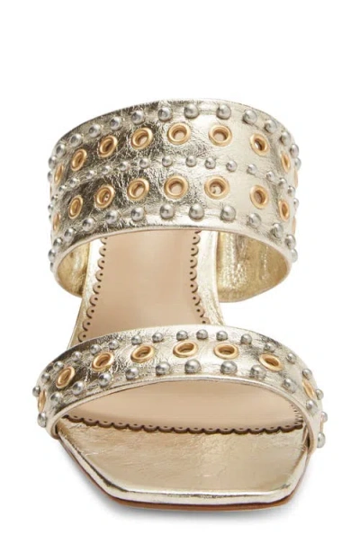 Cinq À Sept Sutton Mixed Hardware Leather Sandal In Light Gold