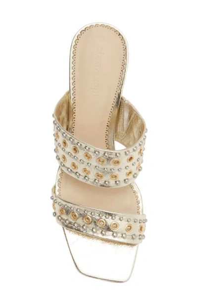 Cinq À Sept Sutton Mixed Hardware Leather Sandal In Light Gold