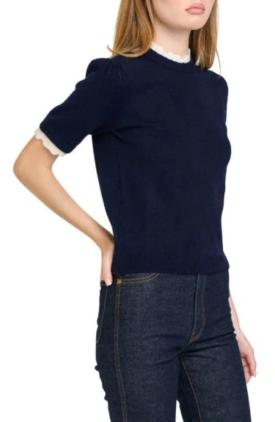 Wayf Everett Short Sleeve Sweater In Navy