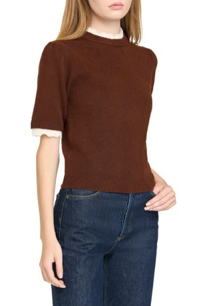 Wayf Everett Short Sleeve Sweater In Brown