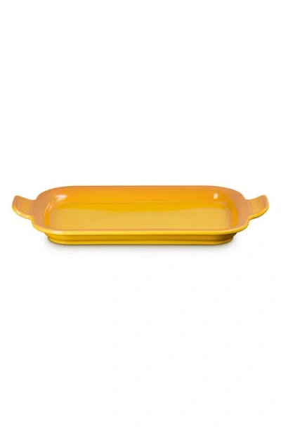 Le Creuset Shallow Rectangular Baker With Platter Lid In Nectar