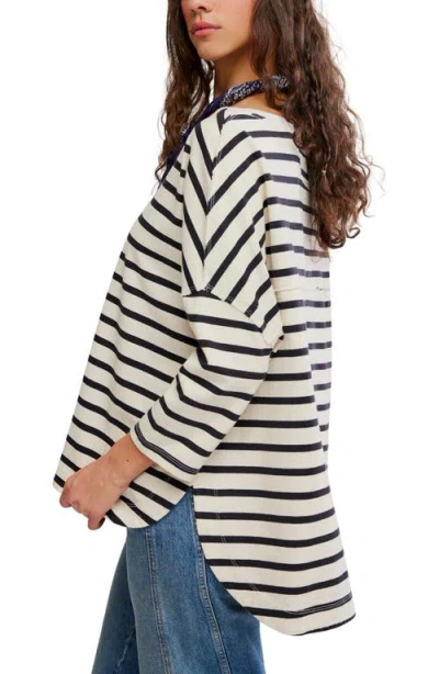 Free People Second Sense Striped T-shirt In White