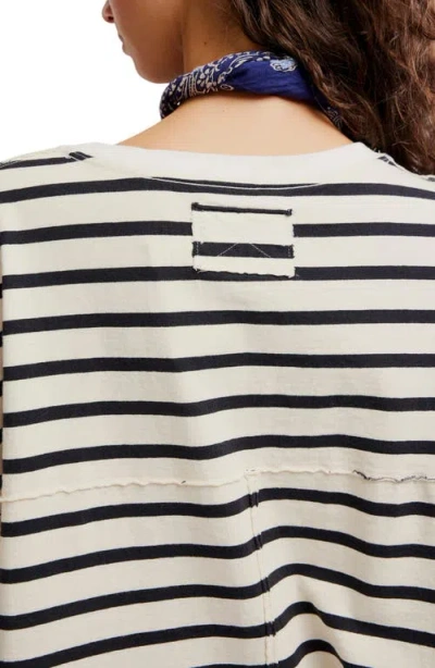 Free People Second Sense Striped T-shirt In White