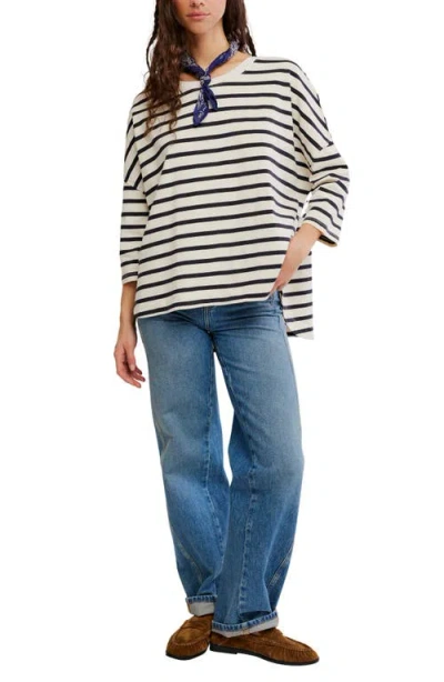 Free People Second Sense Striped T-shirt In White