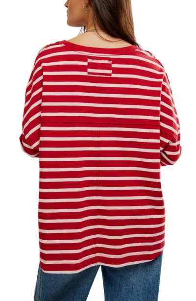 Free People Second Sense Striped T-shirt In Red