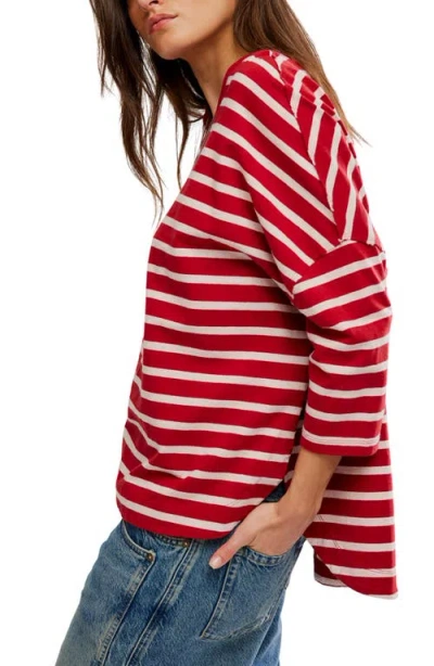 Free People Second Sense Striped T-shirt In Red