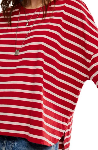 Free People Second Sense Striped T-shirt In Red
