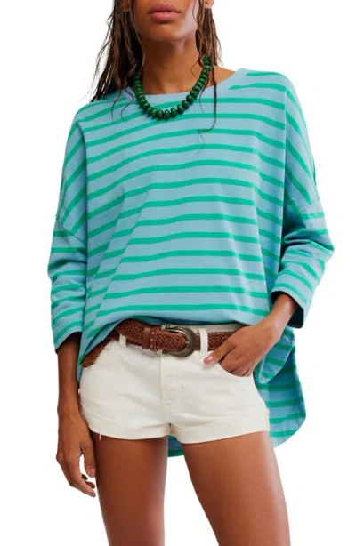Free People Second Sense Striped T-shirt In Blue