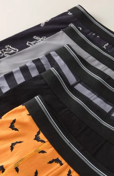 Nordstrom Kids' Assorted 5-pack Stretch Cotton Boxer Briefs In Orange-black Spooky Pack