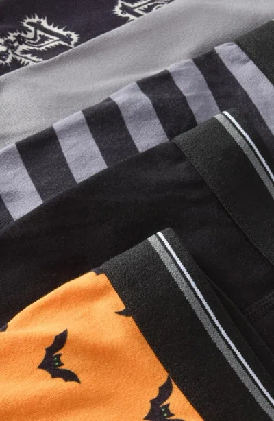Nordstrom Kids' Assorted 5-pack Stretch Cotton Boxer Briefs In Orange-black Spooky Pack