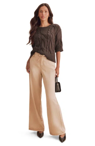 Splendid Rhiannon Cable Knit Sweater In Brown