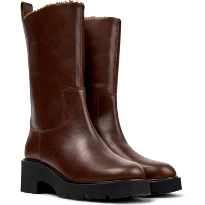 Camper Milah Leather Boot In Burgundy