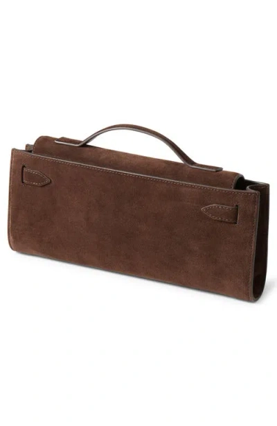 Veronica Beard Dash Suede Clutch In Espresso