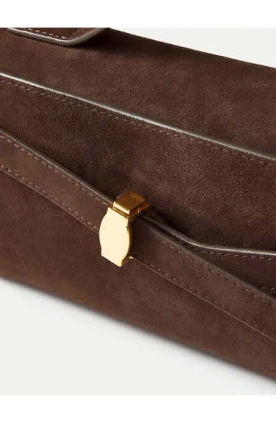 Veronica Beard Dash Suede Clutch In Espresso