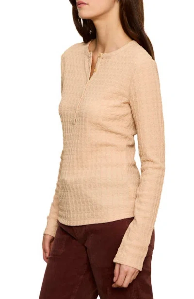 Sanctuary Not So Basic Texture Henley Top In Neutral