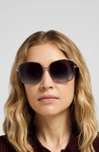 Stuart Weitzman 60mm Crystal Gradient Rectangular Sunglasses In Dark Ruthenium/dark Grey Sf