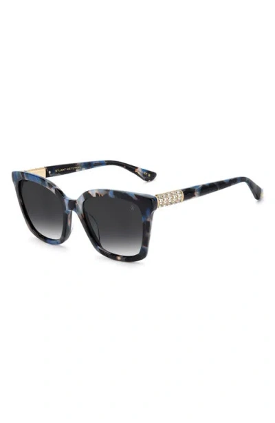 Stuart Weitzman 54mm Rectangular Sunglasses In Blue Havana/dark Grey Sf