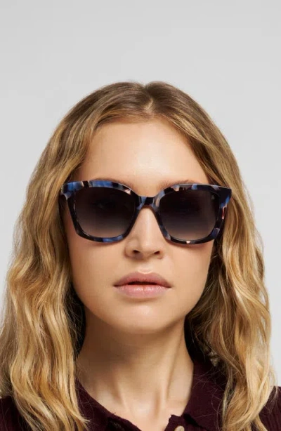 Stuart Weitzman 54mm Rectangular Sunglasses In Blue Havana/dark Grey Sf
