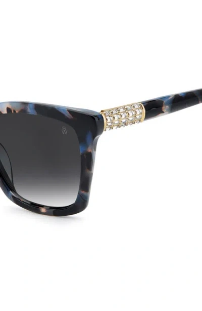 Stuart Weitzman 54mm Rectangular Sunglasses In Blue Havana/dark Grey Sf