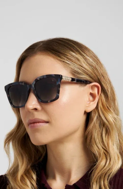 Stuart Weitzman 54mm Rectangular Sunglasses In Blue Havana/dark Grey Sf