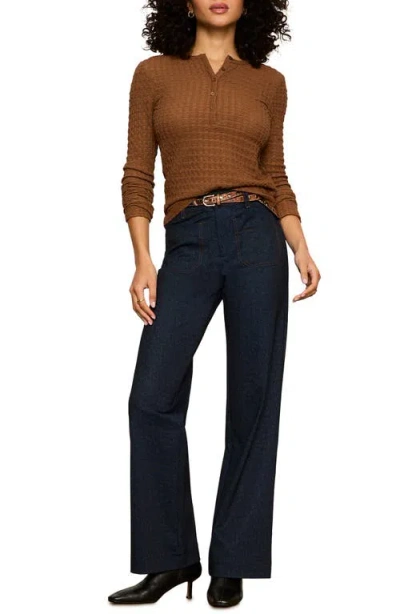 Sanctuary Not So Basic Texture Henley Top In Brown