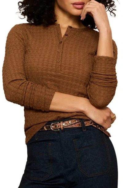 Sanctuary Not So Basic Texture Henley Top In Brown