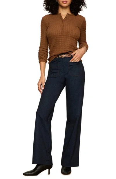 Sanctuary Not So Basic Texture Henley Top In Brown
