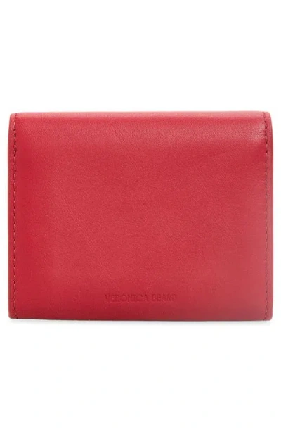 Veronica Beard Flap Leather Card Case In Crimson