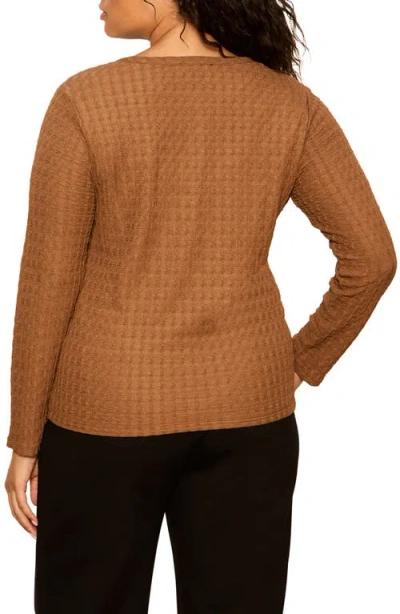 Sanctuary Not So Basic Textured Henley Top In Brown